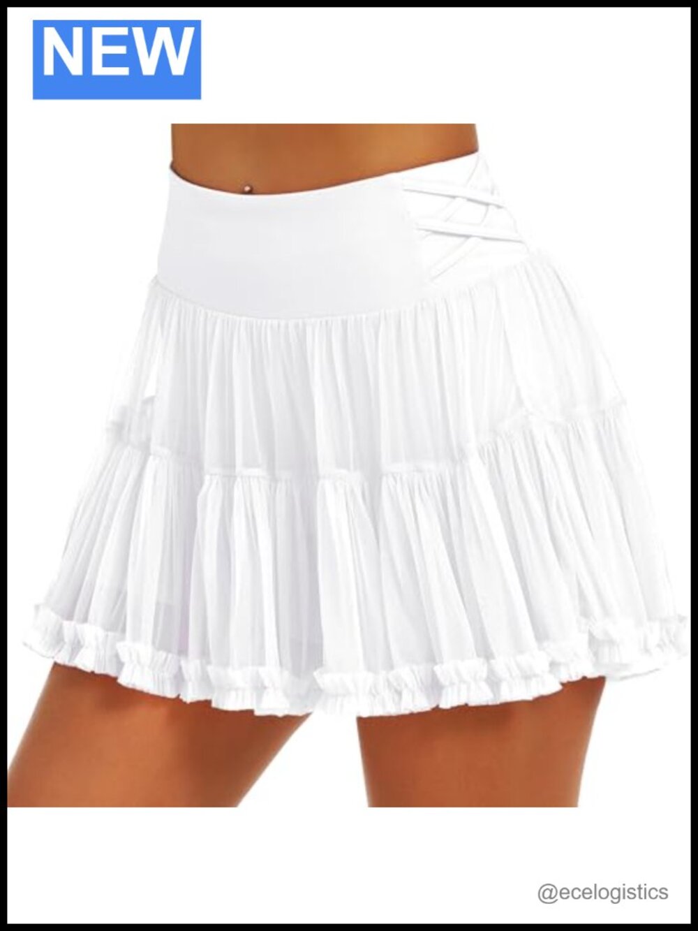 High-Waist Athletic Skort with Pockets Ruffle Layered Pleated Mini Tennis Skirt